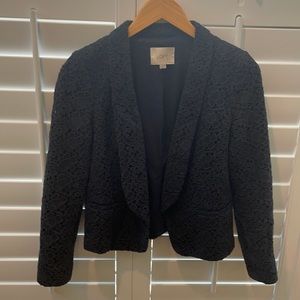 LOFT | fun and funky lace black open-front blazer | 0P